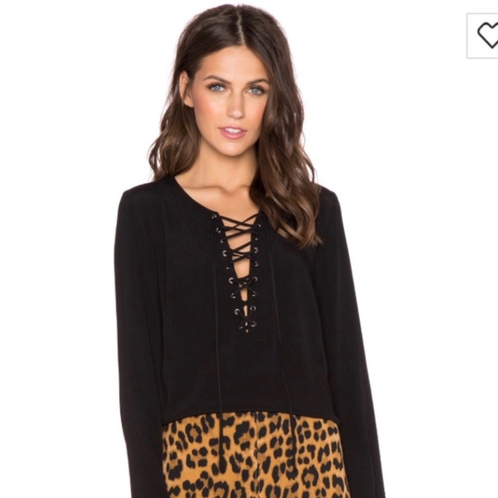 Revolve Bardot Tie Laced Blouse